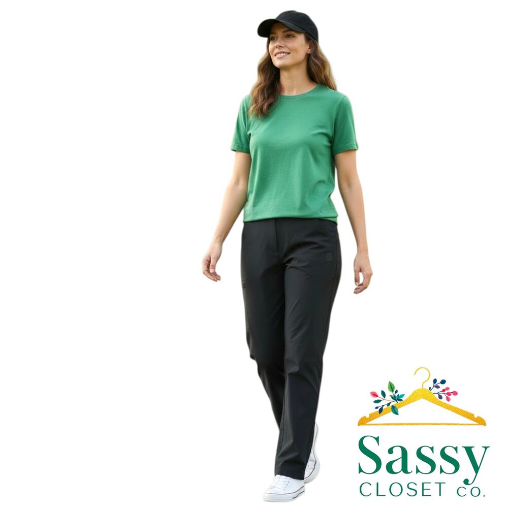 Chicos Zenergy Black Cargo Pants 3 SH 16 Short Elastic Waist Tech Stretch